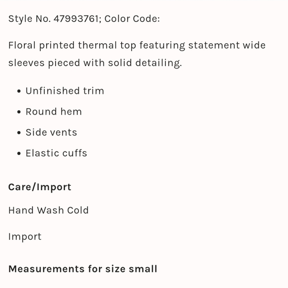 Free People Flower Patch Thermal Top Blue Roses Cream Floral XS Sweater Blouse - Picture 6 of 16